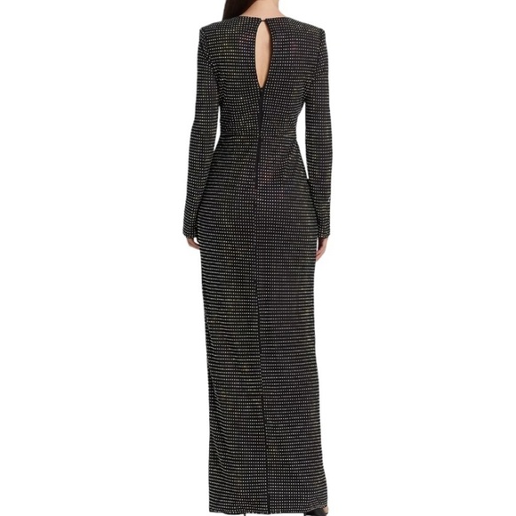 Monique Lhuillier Lorelei Crystal Net Gown Black Size 10 NEW - Picture 3 of 16